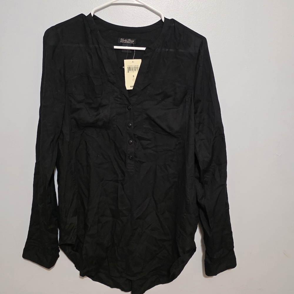 Lucky Brand Black Button Down Women's Shirt Medium